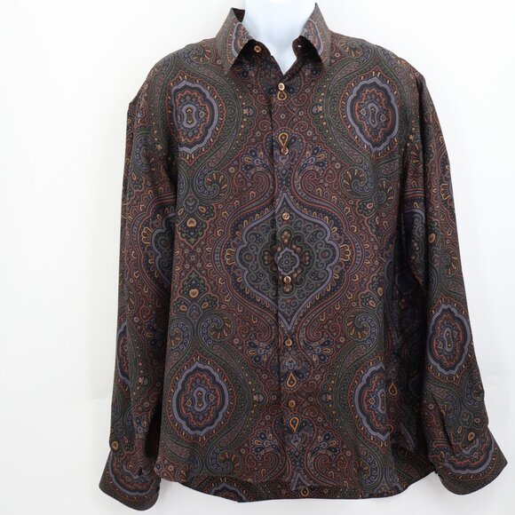 Brioni Other - Brioni Men's 100% Silk Button Down Shirt Paisley Long Sleeves Size XL Multicolor